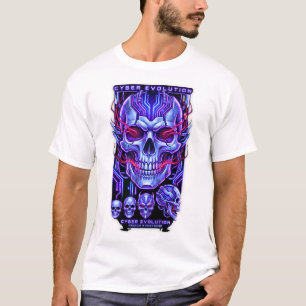 T-shirt Chemise T Blanche Streetwear Neon Skull 