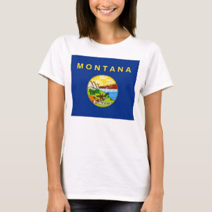 T-shirt Chemise T Femmes avec Drapeau de l'Etat du Montana