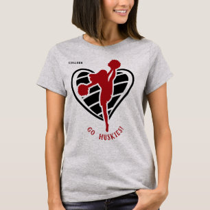 T-shirt Chemise T Nom de l'équipe de Pom-pom girl rouges