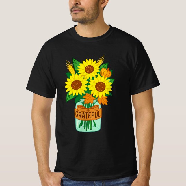 T-shirt Chemise Thanksgiving Tournesol | Automne Bouqu Flo (Devant)