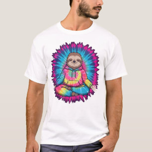 T-shirt Chemise Tie-Dy Paresseux Hippie Signe de Paix