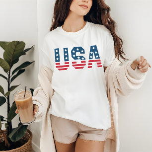 T-shirt Chemise USA pour Elle & Lui, 4 juillet Patriotique