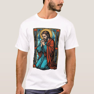 T-shirt Chemise vectorielle de figure religieuse priant vi