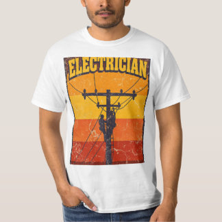 T-shirt Chemise Vintage Électricien Monteur de Lignes Crép