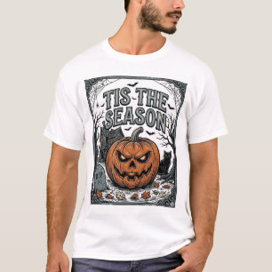 T-shirt Chemise Vintage Halloween Citrouille Chat C'est La