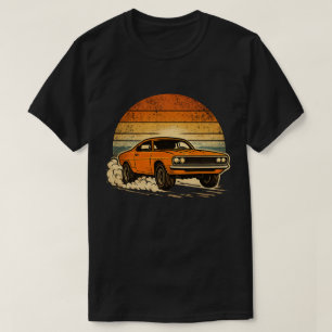 T-shirt Chemise Vintage Muscle Car Sunset Rétro Classiqu
