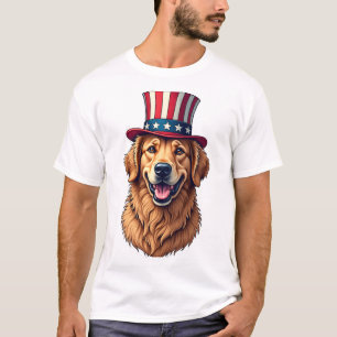 T-shirt Chemise vintage Quatre Juillet Golden Retriever 4