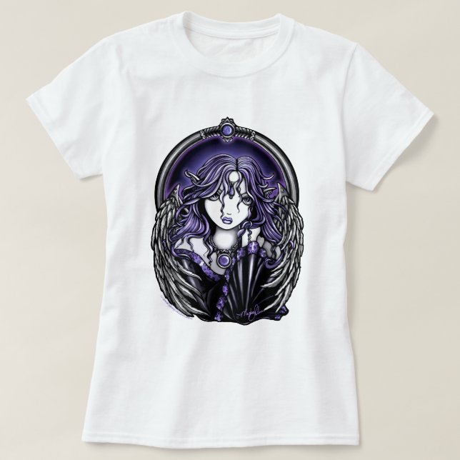 T-shirt Chemise violette de nuit d'ange gardien (Design devant)