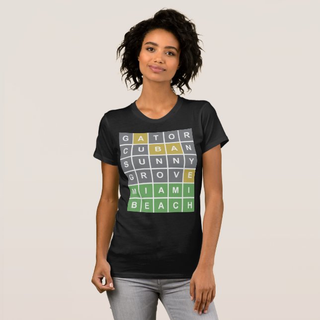 T-shirt Chemise Wordle Puzzle "Miami Beach" (Devant entier)