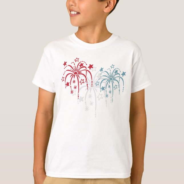 T-shirt Chemises 4 juillet patriotiques Fireworks (Devant)