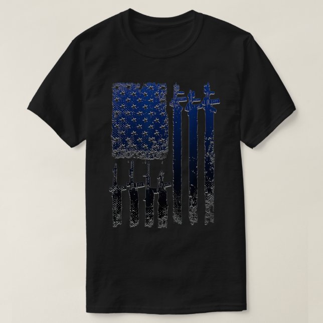 T-shirt Chemises à café à fusil noir pour hommes (Design devant)