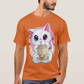 T-shirt Chemises Anime À Thé Boba Pour Femmes, Bulle Kawai