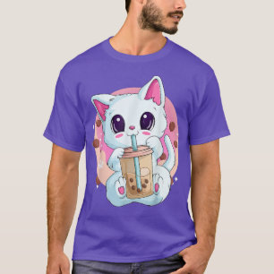 T-shirt Chemises Anime À Thé Boba Pour Femmes, Bulle Kawai