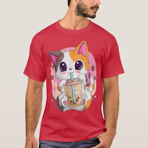 T-shirt Chemises Anime À Thé En Bulle Pour Femmes, Kawaii