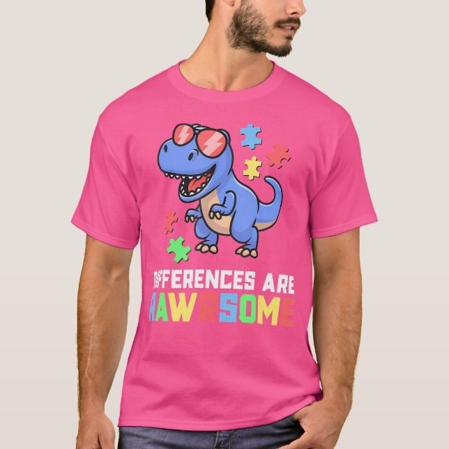 T-shirt Chemises Autisme Pour Les Garçons Dinosaur Trex Se (Devant)