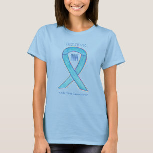 T-shirt Chemises d'art personnalisées au ruban bleu clair