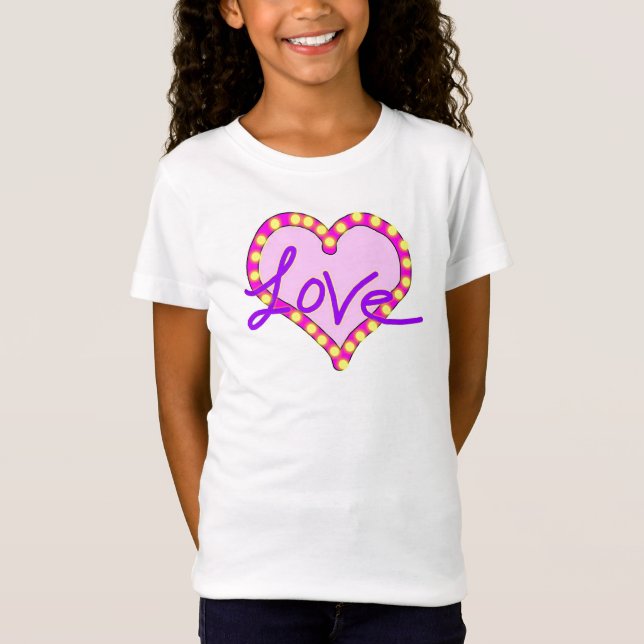 T-Shirt Chemises de coeur rose violet (Devant)