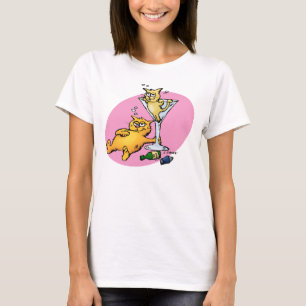 T-shirt Chemises de dessin animé rose Cocktails & Kittens