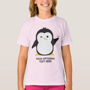 T-shirt Chemises de manchot mignonnes en texte personnalis