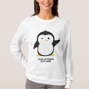 T-shirt Chemises de manchot mignonnes en texte personnalis