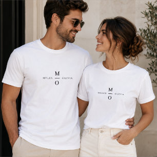 T-shirt Chemises de monogramme de mariage Chemises de co