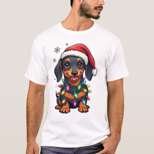 T-shirt Chemises de Noël de l'arbre de chiens de teckel Ca
