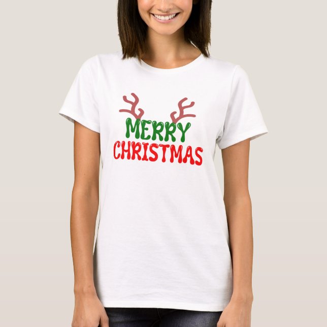 T-shirt Chemises de Noël pour les femmes Joyeuses chemises (Devant)