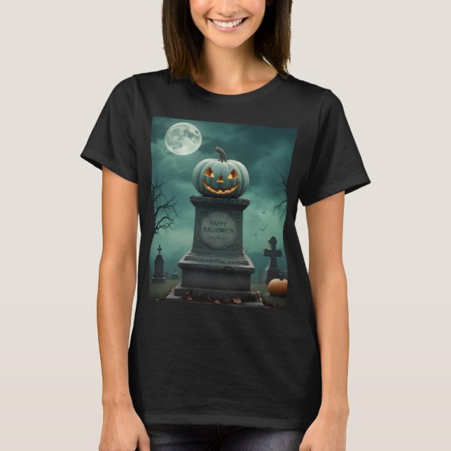 T-shirt Chemises d'Halloween du Citrouille vert (Devant)