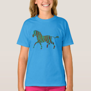 T-shirt Chemises d'impression Brown et Turquoise Zebra