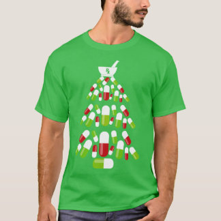 T-shirt Chemises drôles d'arbre de Noël de pharmacie Pharm