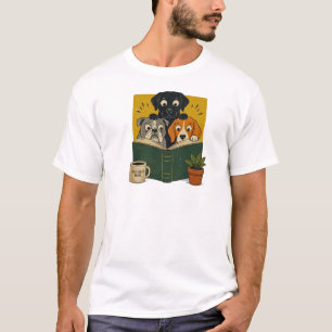 T-shirt Chemises drôles de chiens lisant un livre rétro de
