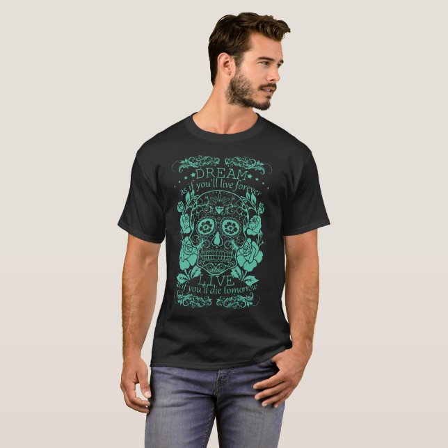 T-shirt Chemises en iris à crâne de sucre géniales (Devant entier)