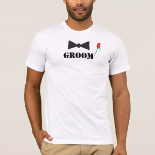 T-shirt Chemises Groom Bowtie Red Rose
