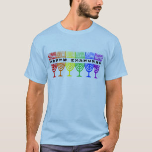 T-shirt Chemises heureuses de Chanukah d'arc-en-ciel