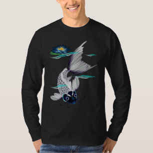 T-shirt Chemises Koi-Bleues blanches de lis