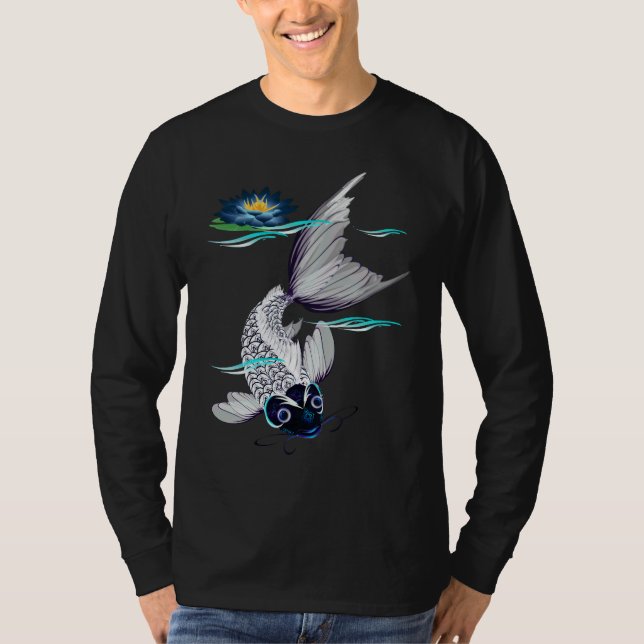 T-shirt Chemises Koi-Bleues blanches de lis (Devant)