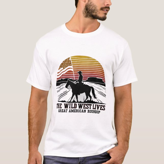 T-shirt chemises occidentales pour les gars, chemise cowbo (Devant)