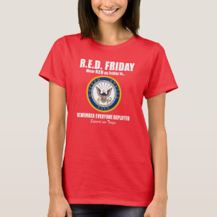 T-shirt Chemises rouges de vendredi de marine pour des