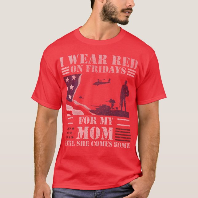 T-shirt Chemises rouges de vendredi pour la maman de (Devant)