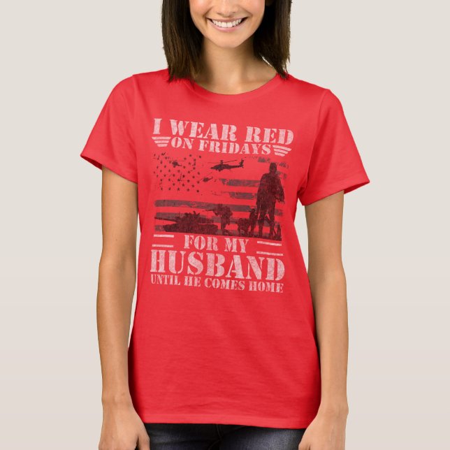 T-shirt Chemises rouges de vendredi pour le mari de (Devant)