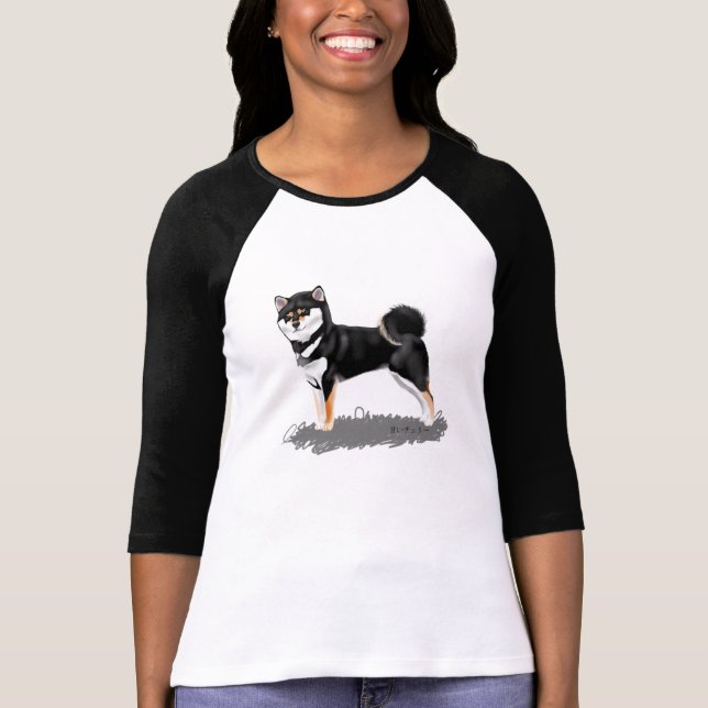 T-shirt Chemisette shiba inu black&tan (Devant)