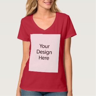 T-shirt Chemisier col en V pour femmes Rouge profond