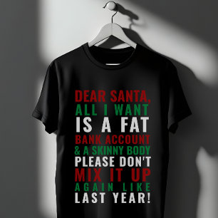 T-shirt Cher compte de banque de graisse Père Noël Corps m