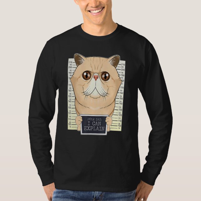 T-shirt Cher Papa, Je Peux Expliquer Mon Chat Exotique À C (Devant)