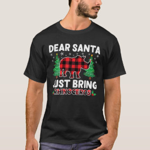 T-shirt Cher Père Noël, Apportez Des Rhinoceros Plaid De B