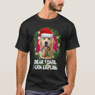 T-shirt Cher Père Noël Chien Golden Retriever Mignon Méc