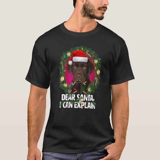 T-shirt Cher Père Noël Cute Brown Labrador - Naughty pour  (Devant)