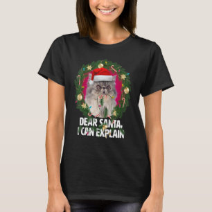 T-shirt Cher Père Noël mignonne Grey Perse Chat Naughty po