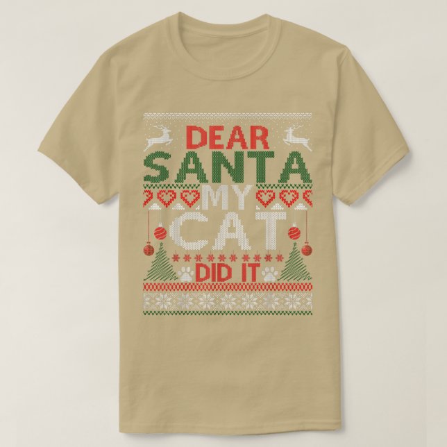 T-shirt Cher Père Noël Mon Chat L'A Fait Drôle Amoureux de (Design devant)