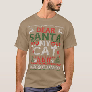 T-shirt Cher Père Noël Mon Chat L'A Fait Drôle Amoureux de